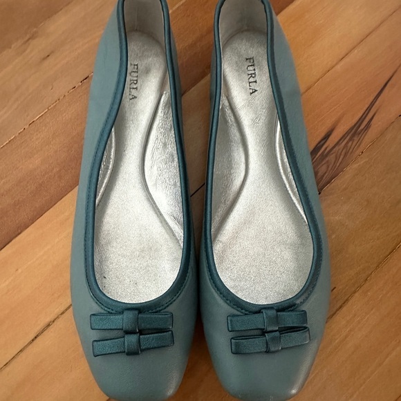 Furla teal Italian leather ballet flats 36 - Picture 2 of 7